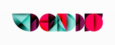 Çemberler ve üçgenlerin kesiştiği soyut geometrik desen. Yüksek kontrastlı kompozisyon derinlik yaratır ve dinamik, modern estetik