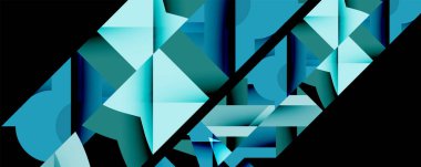 Daireler, yarı daireler, kareler ve yuvarlak üçgenler. Duvar kağıdı, afiş, arkaplan, kart, kitap illüstrasyonu, iniş sayfası için geometrik mozaik mozaik desen soyut arkaplan