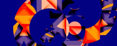 Birbirine kenetlenmiş dairesel ve açısal şekillerle soyut geometrik bileşim, pürüzsüz gradyanlar ve beyaz arkaplan üzerinde keskin karşıtlıklar