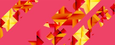 Daireler, yarı daireler, kareler ve yuvarlak üçgenler. Duvar kağıdı, afiş, arkaplan, kart, kitap illüstrasyonu, iniş sayfası için geometrik mozaik mozaik desen soyut arkaplan