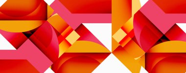 Daireler, yarı daireler, kareler ve yuvarlak üçgenler. Duvar kağıdı, afiş, arkaplan, kart, kitap illüstrasyonu, iniş sayfası için geometrik mozaik mozaik desen soyut arkaplan