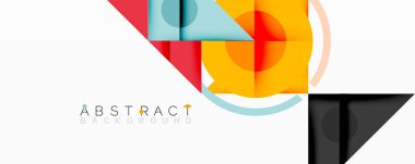 Katmanlı üçgenler, daireler ve gradyanlarla birlikte geometrik soyut tasarım, keskin zıtlıklar ve derinlikle yapılandırılmış bir model oluşturur.