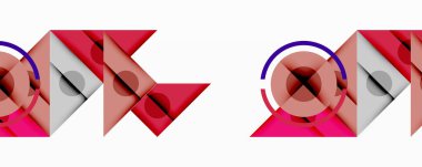 Kesişen üçgenler, daireler ve gradyanlarla soyut geometrik bileşim, derinlik ve kontrastla dinamik bir katman oluşturur.