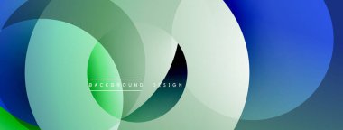 Katmanlı dairesel şekiller canlı renklerde, düzgün geçiş, derinlik efektleri ve modern, fütürist estetiğe sahip, gradyan açısından zengin soyut bir tasarım oluşturur.