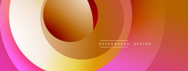 Katmanlı dairesel şekiller canlı renklerde, düzgün geçiş, derinlik efektleri ve modern, fütürist estetiğe sahip, gradyan açısından zengin soyut bir tasarım oluşturur.