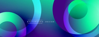 Üst üste binen dairesel şekillere sahip arka plan tasarımı, pürüzsüz gradyanlar ve yumuşak ışıklandırma efektleri, dinamik soyut bir kompozisyon oluşturur