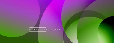 Katmanlı dairesel şekiller canlı renklerde, düzgün geçiş, derinlik efektleri ve modern, fütürist estetiğe sahip, gradyan açısından zengin soyut bir tasarım oluşturur.