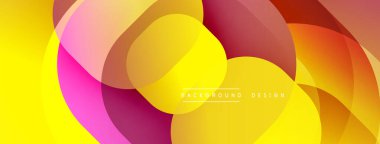 Çembersel soyut tasarım üst üste binen yarı saydam daireler ve yuvarlak şekiller, harmanlanan eğriler ve düzgün eğriler, derinlik, karşıtlık ve dinamik görsel efekt oluşturur.