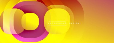 Çembersel soyut tasarım üst üste binen yarı saydam daireler ve yuvarlak şekiller, harmanlanan eğriler ve düzgün eğriler, derinlik, karşıtlık ve dinamik görsel efekt oluşturur.