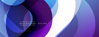 Çembersel soyut tasarım üst üste binen yarı saydam daireler ve yuvarlak şekiller, harmanlanan eğriler ve düzgün eğriler, derinlik, karşıtlık ve dinamik görsel efekt oluşturur.