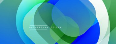 Çembersel soyut tasarım üst üste binen yarı saydam daireler ve yuvarlak şekiller, harmanlanan eğriler ve düzgün eğriler, derinlik, karşıtlık ve dinamik görsel efekt oluşturur.