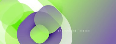 Çembersel soyut tasarım üst üste binen yarı saydam daireler ve yuvarlak şekiller, harmanlanan eğriler ve düzgün eğriler, derinlik, karşıtlık ve dinamik görsel efekt oluşturur.