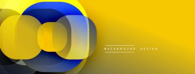 Çembersel soyut tasarım üst üste binen yarı saydam daireler ve yuvarlak şekiller, harmanlanan eğriler ve düzgün eğriler, derinlik, karşıtlık ve dinamik görsel efekt oluşturur.