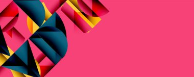 Minimum geometrik soyut arkaplan. Çember kare ve üçgen tasarımı