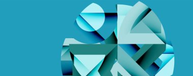 Daireler, yarı daireler, kareler ve yuvarlak üçgenler. Duvar kağıdı, afiş, arkaplan, kart, kitap illüstrasyonu, iniş sayfası için geometrik mozaik mozaik desen soyut arkaplan