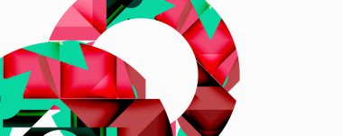 Daireler, yarı daireler, kareler ve yuvarlak üçgenler. Duvar kağıdı, afiş, arkaplan, kart, kitap illüstrasyonu, iniş sayfası için geometrik mozaik mozaik desen soyut arkaplan