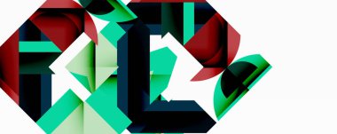 Birbirine kenetlenmiş dairesel ve açısal şekillerle soyut geometrik bileşim, pürüzsüz gradyanlar ve beyaz arkaplan üzerinde keskin karşıtlıklar