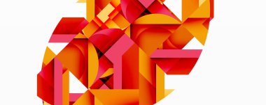 Daireler, yarı daireler, kareler ve yuvarlak üçgenler. Duvar kağıdı, afiş, arkaplan, kart, kitap illüstrasyonu, iniş sayfası için geometrik mozaik mozaik desen soyut arkaplan