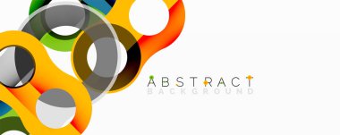 Üst üste binen dairesel ve tüp şekilli soyut daire ögesi bileşimi, pürüzsüz gradyanlar, şeffaflık efektleri ve dinamik katman