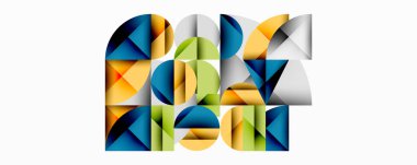 Katmanlı daireler ve açısal segmentlerle modern soyut kompozisyon gradyan, şeffaflık efektleri ve yapılandırılmış geometrik düzen içerir.