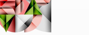 Katmanlı daireler ve açısal segmentlerle modern soyut kompozisyon gradyan, şeffaflık efektleri ve yapılandırılmış geometrik düzen içerir.