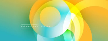 Üst üste binen dairesel şekillere sahip arka plan tasarımı, pürüzsüz gradyanlar ve yumuşak ışıklandırma efektleri, dinamik soyut bir kompozisyon oluşturur