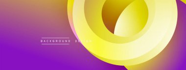 Katmanlı dairesel şekiller canlı renklerde, düzgün geçiş, derinlik efektleri ve modern, fütürist estetiğe sahip, gradyan açısından zengin soyut bir tasarım oluşturur.