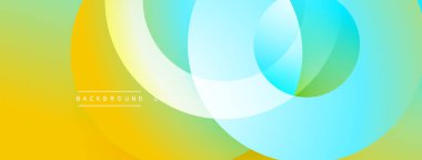 Katmanlı dairesel elementlerle soyut bileşim, eğimlerin ve yumuşak geçişlerin harmanlanması, derinlik, hareket ve görsel uyum hissi yaratır.