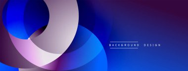 Katmanlı dairesel şekiller canlı renklerde, düzgün geçiş, derinlik efektleri ve modern, fütürist estetiğe sahip, gradyan açısından zengin soyut bir tasarım oluşturur.