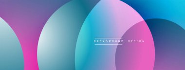 Katmanlı dairesel şekiller canlı renklerde, düzgün geçiş, derinlik efektleri ve modern, fütürist estetiğe sahip, gradyan açısından zengin soyut bir tasarım oluşturur.