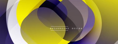 Çembersel soyut tasarım üst üste binen yarı saydam daireler ve yuvarlak şekiller, harmanlanan eğriler ve düzgün eğriler, derinlik, karşıtlık ve dinamik görsel efekt oluşturur.