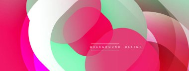 Çembersel soyut tasarım üst üste binen yarı saydam daireler ve yuvarlak şekiller, harmanlanan eğriler ve düzgün eğriler, derinlik, karşıtlık ve dinamik görsel efekt oluşturur.