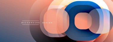 Çembersel soyut tasarım üst üste binen yarı saydam daireler ve yuvarlak şekiller, harmanlanan eğriler ve düzgün eğriler, derinlik, karşıtlık ve dinamik görsel efekt oluşturur.