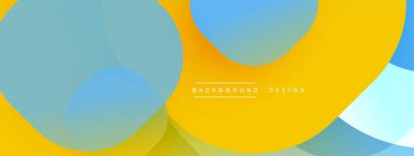 Çembersel soyut tasarım üst üste binen yarı saydam daireler ve yuvarlak şekiller, harmanlanan eğriler ve düzgün eğriler, derinlik, karşıtlık ve dinamik görsel efekt oluşturur.