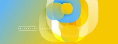 Çembersel soyut tasarım üst üste binen yarı saydam daireler ve yuvarlak şekiller, harmanlanan eğriler ve düzgün eğriler, derinlik, karşıtlık ve dinamik görsel efekt oluşturur.