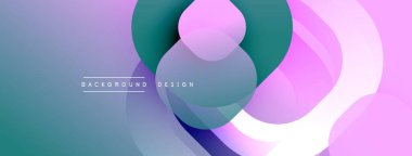 Çembersel soyut tasarım üst üste binen yarı saydam daireler ve yuvarlak şekiller, harmanlanan eğriler ve düzgün eğriler, derinlik, karşıtlık ve dinamik görsel efekt oluşturur.