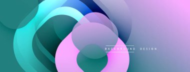 Çembersel soyut tasarım üst üste binen yarı saydam daireler ve yuvarlak şekiller, harmanlanan eğriler ve düzgün eğriler, derinlik, karşıtlık ve dinamik görsel efekt oluşturur.