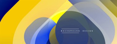 Çembersel soyut tasarım üst üste binen yarı saydam daireler ve yuvarlak şekiller, harmanlanan eğriler ve düzgün eğriler, derinlik, karşıtlık ve dinamik görsel efekt oluşturur.