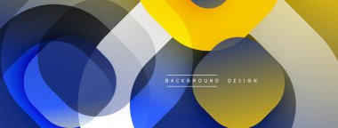 Çembersel soyut tasarım üst üste binen yarı saydam daireler ve yuvarlak şekiller, harmanlanan eğriler ve düzgün eğriler, derinlik, karşıtlık ve dinamik görsel efekt oluşturur.