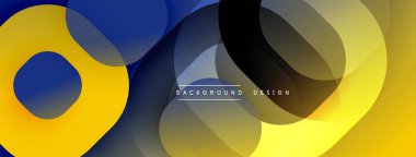 Çembersel soyut tasarım üst üste binen yarı saydam daireler ve yuvarlak şekiller, harmanlanan eğriler ve düzgün eğriler, derinlik, karşıtlık ve dinamik görsel efekt oluşturur.