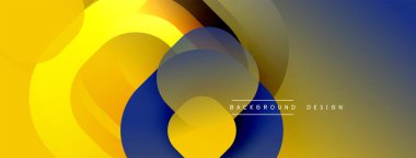 Çembersel soyut tasarım üst üste binen yarı saydam daireler ve yuvarlak şekiller, harmanlanan eğriler ve düzgün eğriler, derinlik, karşıtlık ve dinamik görsel efekt oluşturur.