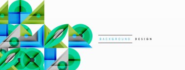 Kesişen şekiller, daireler, üçgenler ve gradyanlar ile geometrik soyut bileşim, canlı renkleri ve dinamik karşıtlıkları harmanlayarak modern, geleceksel bir görsel tasarım yaratmak için