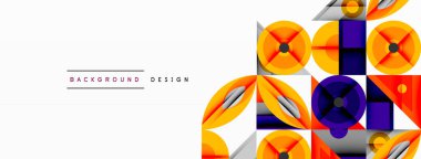 Keskin açılı dinamik geometrik bileşim, dairesel biçimler ve eğim renkleri