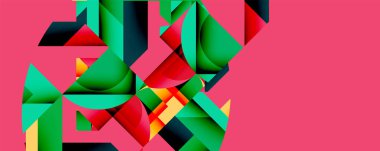 Birleştirilmiş açısal ve eğri şekilli soyut geometrik çizimler, pürüzsüz eğimli dinamik bileşimler ve kalın karşıtlıklar