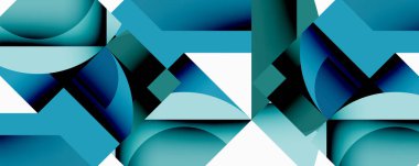 Daireler, yarı daireler, kareler ve yuvarlak üçgenler. Duvar kağıdı, afiş, arkaplan, kart, kitap illüstrasyonu, iniş sayfası için geometrik mozaik mozaik desen soyut arkaplan