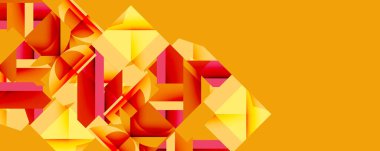 Daireler, yarı daireler, kareler ve yuvarlak üçgenler. Duvar kağıdı, afiş, arkaplan, kart, kitap illüstrasyonu, iniş sayfası için geometrik mozaik mozaik desen soyut arkaplan