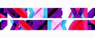 Birleştirilmiş açısal ve eğri şekilli soyut geometrik çizimler, pürüzsüz eğimli dinamik bileşimler ve kalın karşıtlıklar