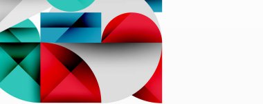 Katmanlı daireler ve açısal segmentlerle modern soyut kompozisyon gradyan, şeffaflık efektleri ve yapılandırılmış geometrik düzen içerir.