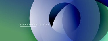 Katmanlı dairesel şekiller canlı renklerde, düzgün geçiş, derinlik efektleri ve modern, fütürist estetiğe sahip, gradyan açısından zengin soyut bir tasarım oluşturur.