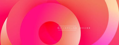 Katmanlı dairesel şekiller canlı renklerde, düzgün geçiş, derinlik efektleri ve modern, fütürist estetiğe sahip, gradyan açısından zengin soyut bir tasarım oluşturur.